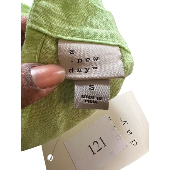 A New Day Sleeveless Lime Green Linen A-Line Dress Size Small NWT - Picture 9 of 11